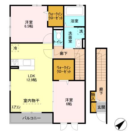 アーク本郷 弐番館(2LDK/2階)の間取り写真