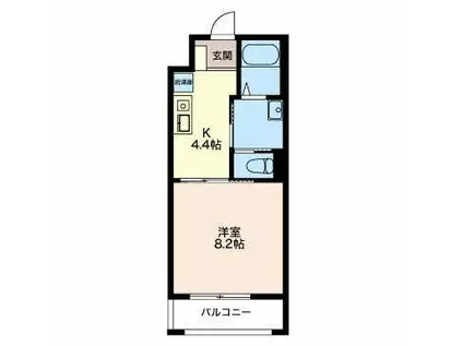 赤田南ハイツ(1K/2階)の間取り写真