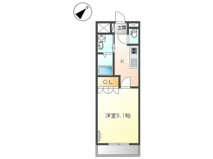 コンフォート・アルファ(1K/2階)の間取り写真