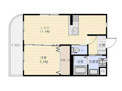 シュッド・エコール(1LDK/4階)の間取り写真