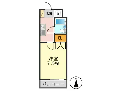 フラット75(1K/5階)の間取り写真