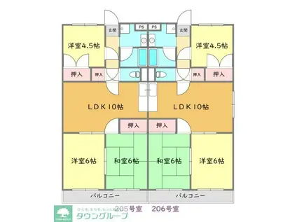 ドゥエル川越(3LDK/2階)の間取り写真
