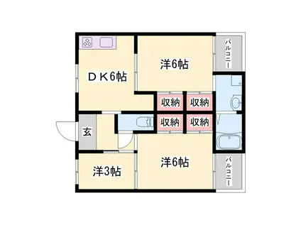 ビレッジハウス野村(3DK/2階)の間取り写真