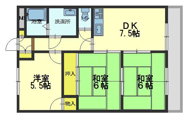 上野マンション(3DK/2階)の間取り写真