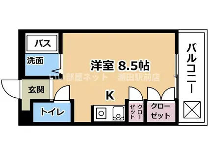 グランドハイツ柴原 C棟(ワンルーム/1階)の間取り写真