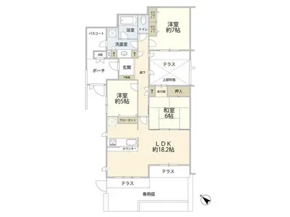 プラウディア五月台(3LDK/1階)の間取り写真