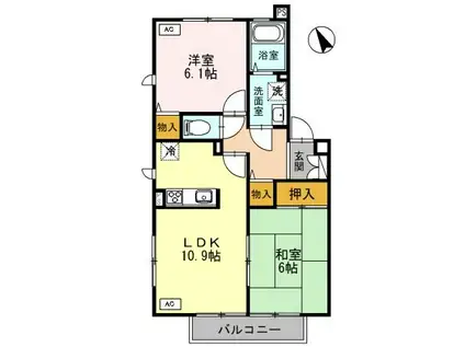 ハイムエルピスI(2LDK/2階)の間取り写真