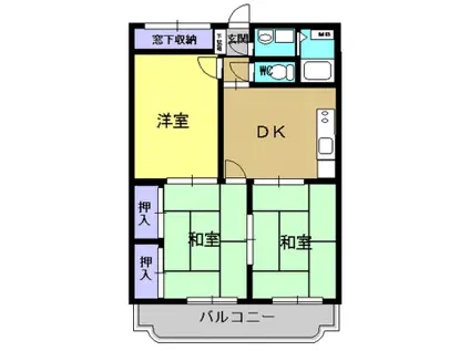 ハイツ新盛(3DK/3階)の間取り写真