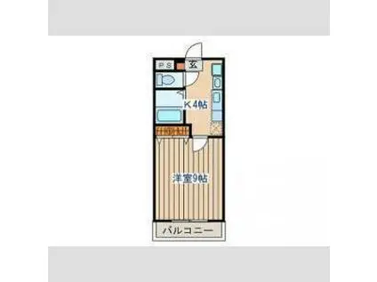 リーフハイツ(1K/4階)の間取り写真