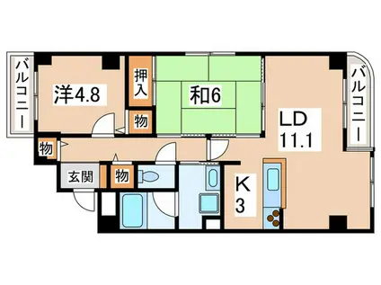 シャトー武庫之荘(2LDK/2階)の間取り写真