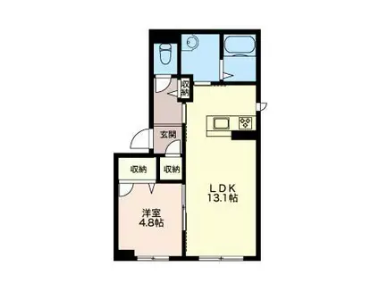 MAST アルフラットB(1LDK/1階)の間取り写真