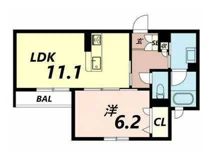 シャーメゾン龍野町(1LDK/1階)の間取り写真