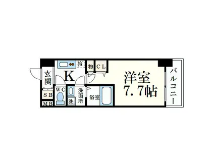 エスリード難波ウエスト(1K/4階)の間取り写真