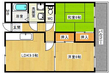 ルネ・アルマーニ(2LDK/1階)の間取り写真
