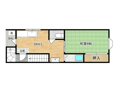 メゾン三由(1DK/3階)の間取り写真