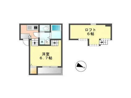 ディアマンテ(1SK/1階)の間取り写真