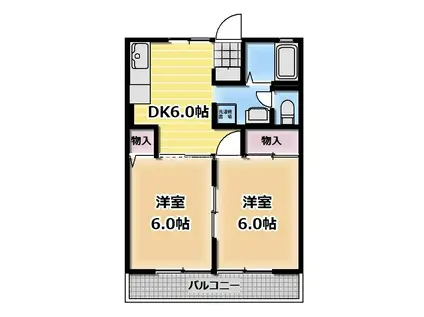 ジュネス平和台(2DK/2階)の間取り写真