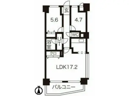 グリーンハイツ庄内通(2LDK/12階)の間取り写真
