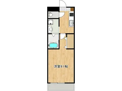 クロノス49熊大西(1K/2階)の間取り写真