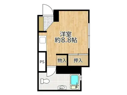 ニュー松が谷マンション(ワンルーム/2階)の間取り写真