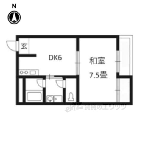 レジデンス山本Ⅱ(1DK/2階)の間取り写真