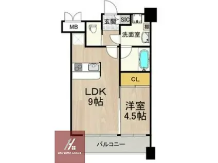 プレジオ緑地公園(1LDK/4階)の間取り写真