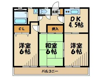 笹井レジデンスII(3DK/2階)の間取り写真