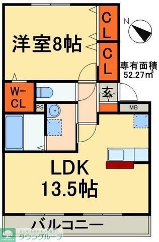 リビングタウン稲毛の杜C(1LDK/2階)の間取り写真