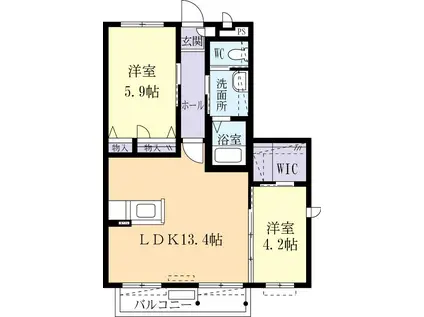 MON QUATRE(2LDK/1階)の間取り写真