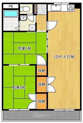 PLイースト曽根(2LDK/2階)の間取り写真