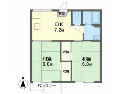 グリーンプラザ鶴見 A棟(2DK/2階)の間取り写真