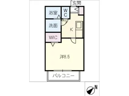 PACE(1K/2階)の間取り写真