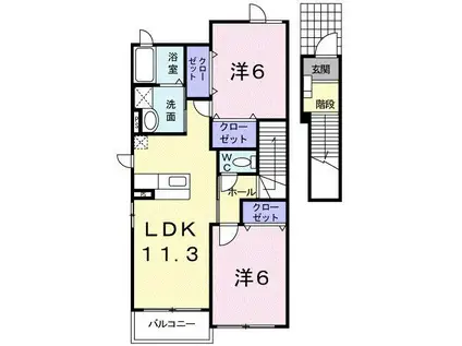 フローレンス御幸C(2LDK/2階)の間取り写真