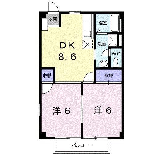 国城ハイツ(2DK/1階)の間取り写真