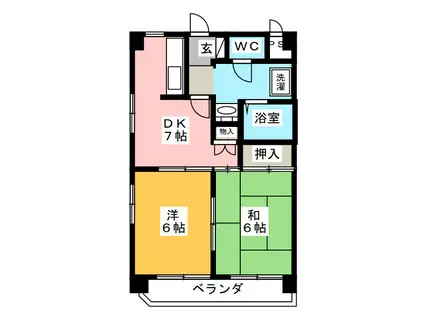 サンパティー・ワコー(2DK/3階)の間取り写真