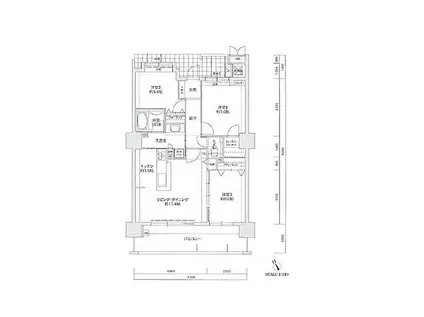 ウェルリバービュー天神(3LDK/9階)の間取り写真