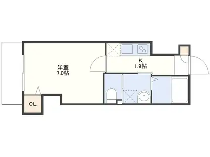 セントルーム長崎(1K/7階)の間取り写真