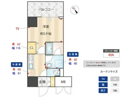 アルファレジデンシア南千住(1K/3階)の間取り写真