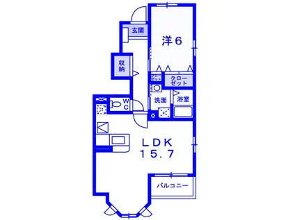 メルヴェイユ パルファンA(1LDK/1階)の間取り写真