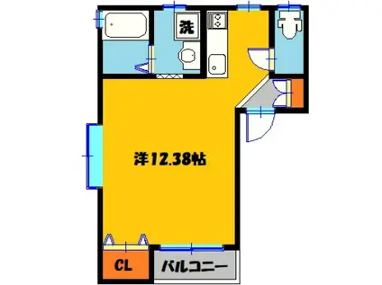 コーポハピネス(ワンルーム/1階)の間取り写真