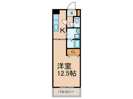 リオン高見(1K/1階)の間取り写真