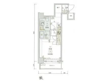 リヴシティ東大前(1K/8階)の間取り写真