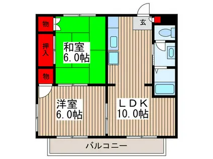 コーポ鈴峰(2LDK/2階)の間取り写真