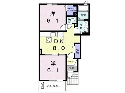 プランドールM I(2DK/1階)の間取り写真