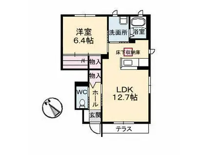 エテルグリーア A棟(1LDK/1階)の間取り写真