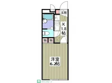 弥生台ガーデン(1K/1階)の間取り写真