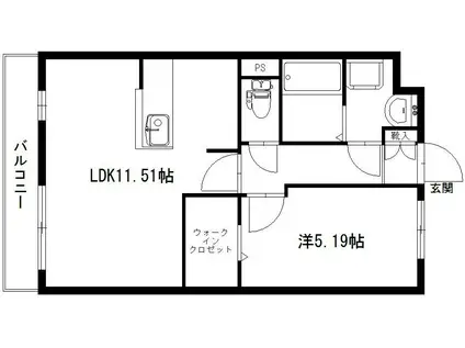 ノース・リーブラ(1LDK/4階)の間取り写真