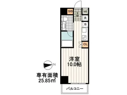 パークハビオ上野3丁目(ワンルーム/5階)の間取り写真