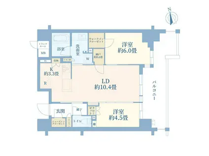 リーフィアレジデンス狛江スタイルアベニュー(2LDK/4階)の間取り写真