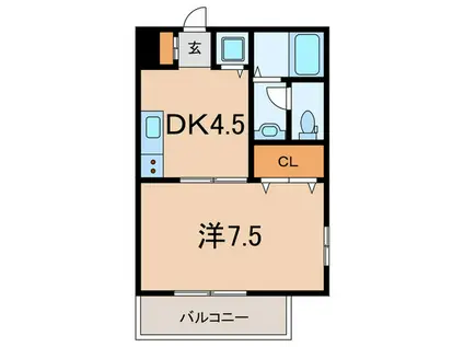 プリモディーネ深江本町(1DK/2階)の間取り写真